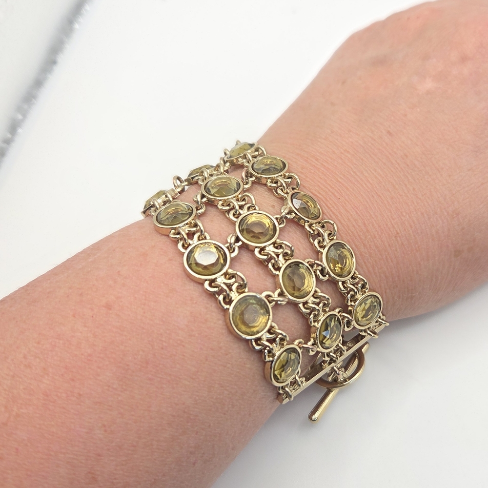 Banana Republic Three Strand Goldtone Bracelet With Faux Citrine